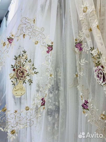 Тюль грек сетка с 3Д вышивкой