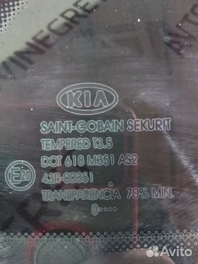 Стекло форточка кузова левое Kia Ceed 1 ED