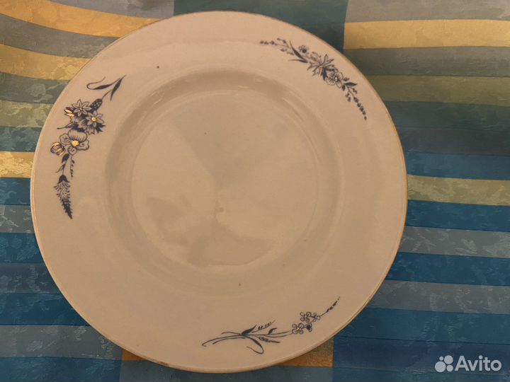 Чашка,тарелка лфз «Голубая ромашка с позолотой»