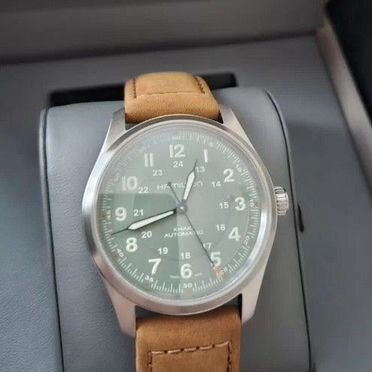 Новые часы Hamilton khaki field titanium (зеленые)