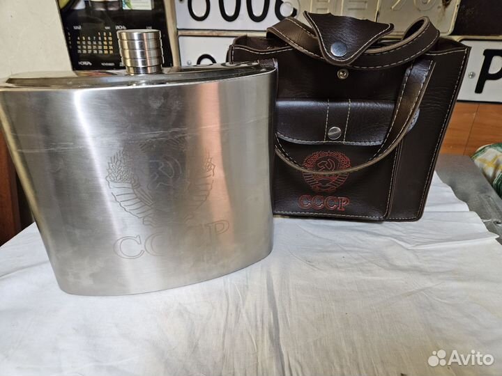 Фляга из нержавеющей стали СССР с чехлом бу