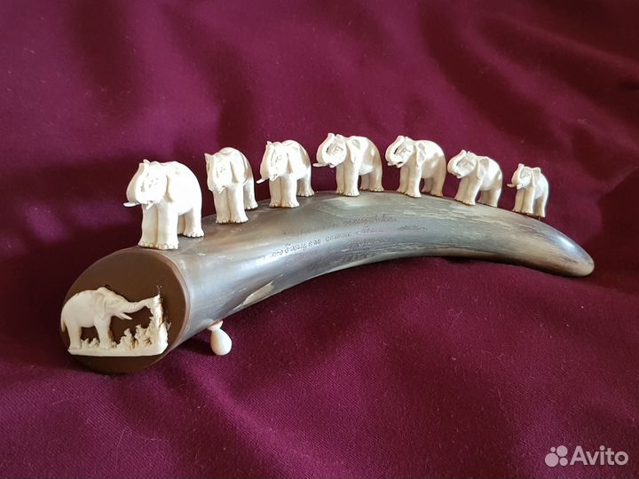 7 слоников на подставке из рога СССР 1954 г