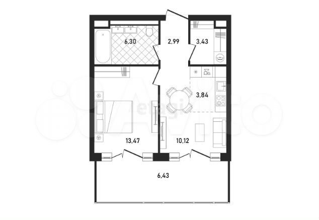 1-к. квартира, 47 м², 23/26 эт.
