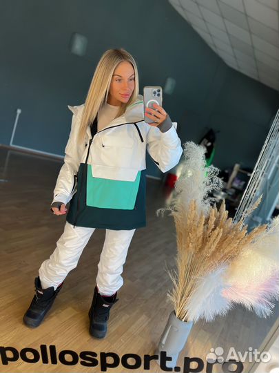 Комбинезон на мембране белый/зеленый