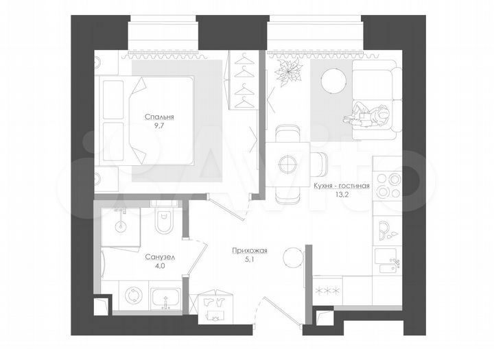 1-к. квартира, 34,9 м², 10/39 эт.