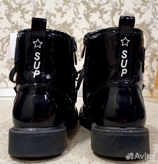 Детские ботинки зимние лакированные