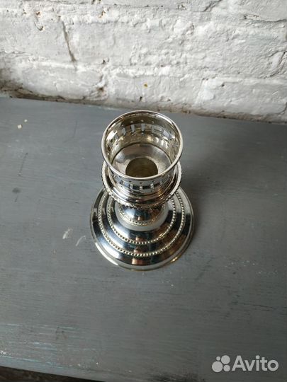 Большой старинный подсвечник Серебрение