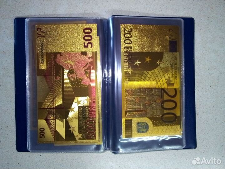 Альбом с купюрами в сусальном золоте 24 карата