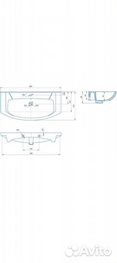 Раковина в ванную накладная 105 см