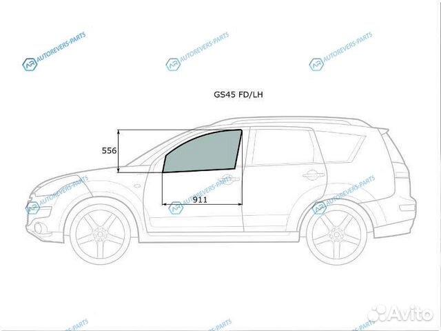 GS45 fdlh Стекло переднее левое опускное mitsubish