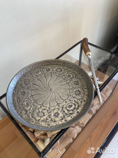 Антикварное блюдо/поднос, правило/точилка для ноже