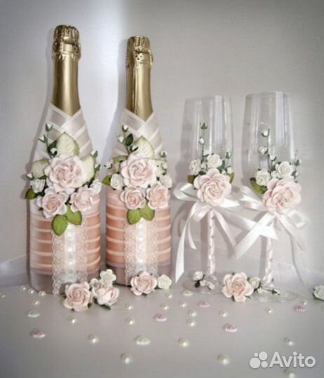 Свадебный набор,бутылки,бокалы