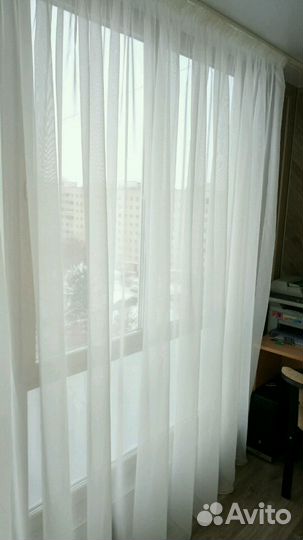 Гардины новые из вуали, цвет крем и белый