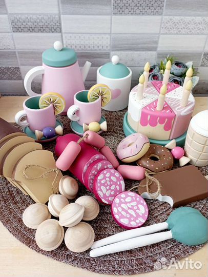 Набор детской посуды дерево