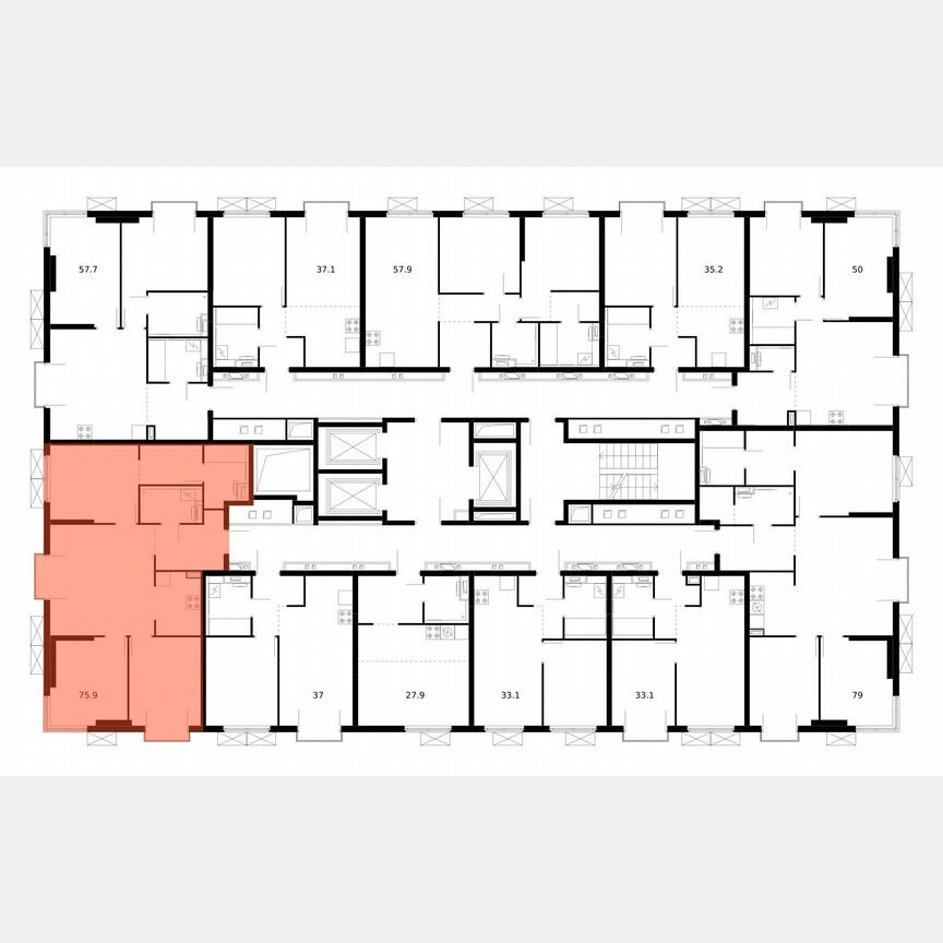 3-к. квартира, 75,9 м², 21/24 эт.