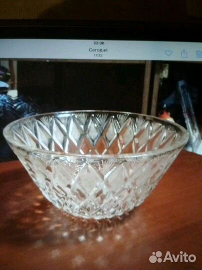 Хрустальный салатник времен СССР. Не использовался