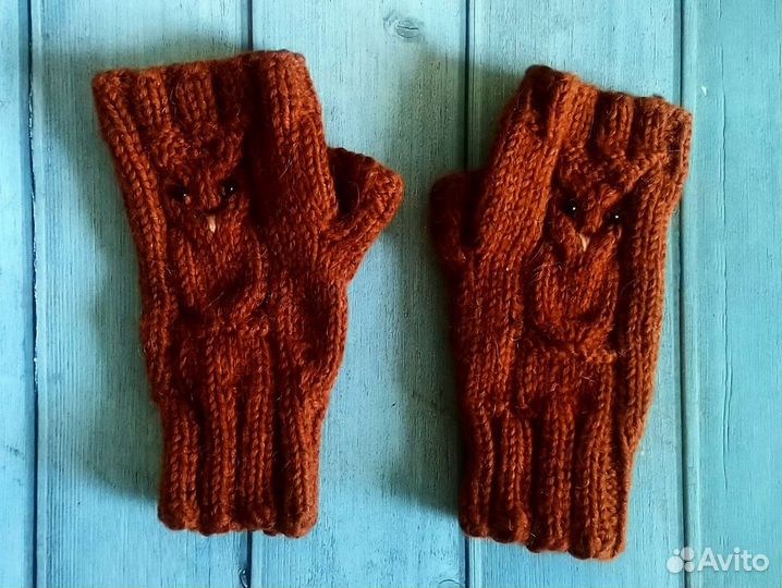 Перчатки митенки с совами