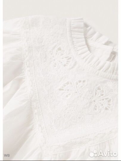 Блузка белая для девочек 152 см для школы Mango