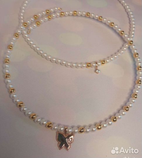 Новое колье чокер с кулоном под золото