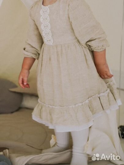Льняное платье для девочки 80