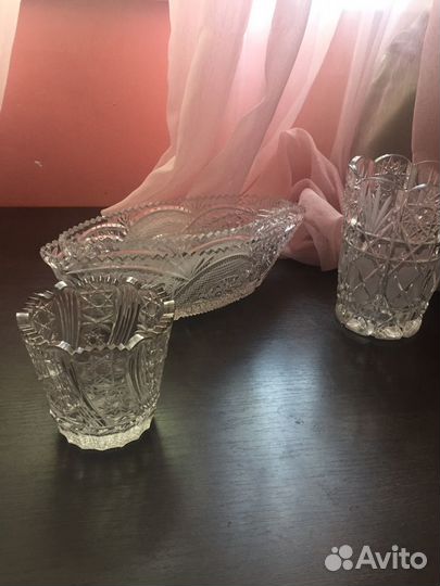 Хрусталь ссср, Ваза, Конфетница, Ладья