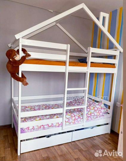Кровать двухьярусная домик - С