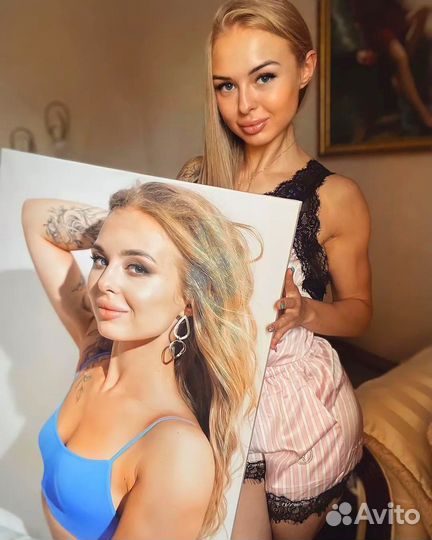 Потрет по фото на холсте Покачи. Печать на холсте