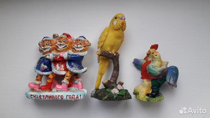 Декоративные статуэтки. Фигурки тигр, птицы, петух