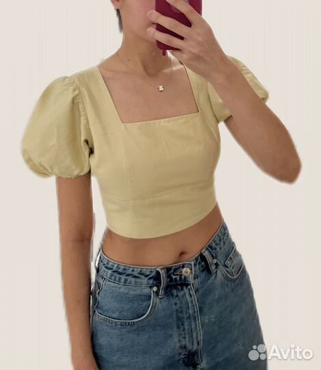 Топ Lime лён размер S бежевый