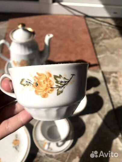 Рижский кофейный сервиз 21 предмет с позолотой