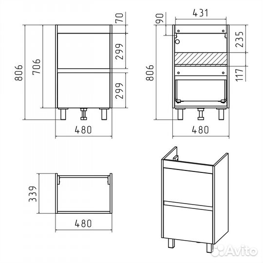 Тумба под раковину Misty э-али01050-0112я Белая
