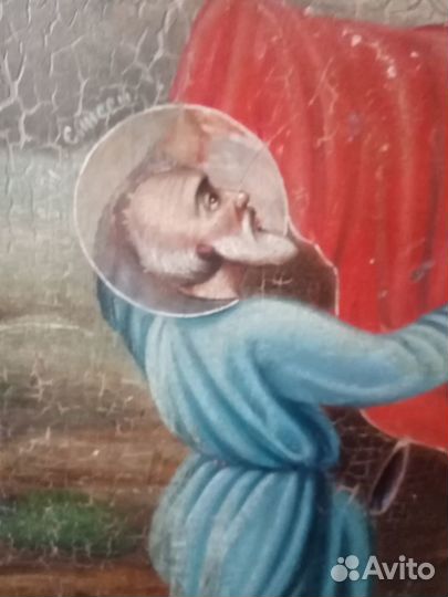 Храмовая икона 19 века Огненное восхождение Илии