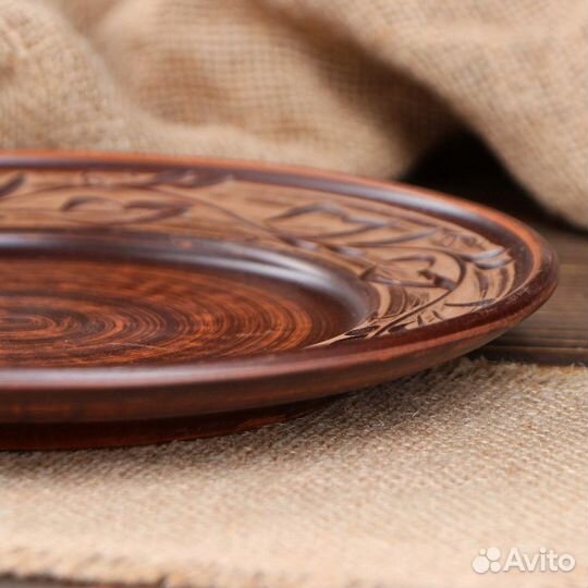 Тарелка глиняная для микроволновки, подачи закусок