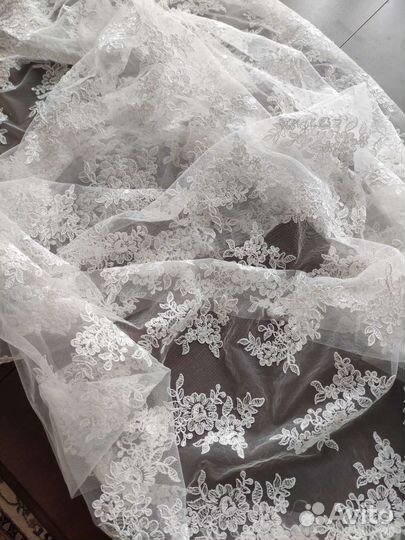Отрезы ткани кружево 2 м+ шифон 2 м