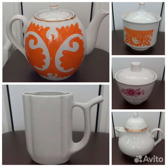Заварочный чайник, сахарница, молочник