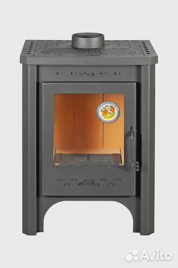 Печь-камин бавария с плитой и теплообменником Экок