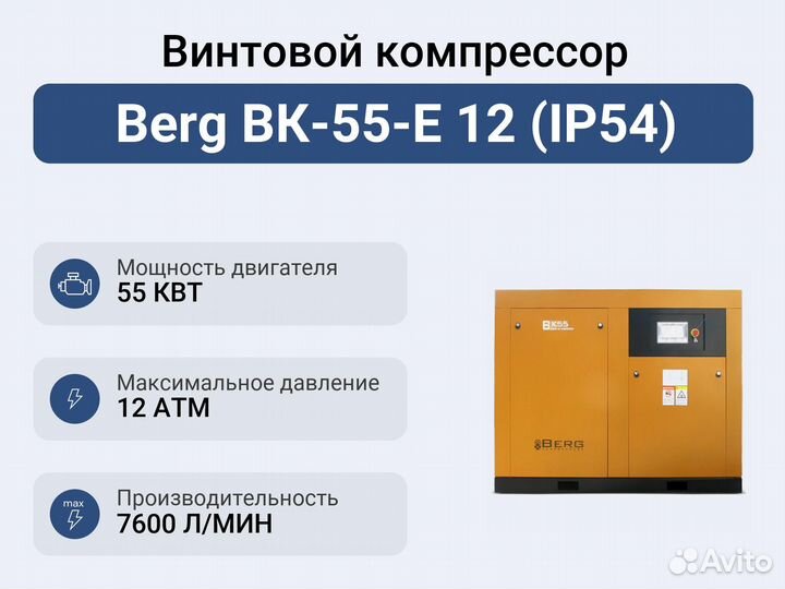 Винтовой компрессор Berg вк-55-E 12 (IP54)