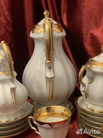 Чайный сервиз старинный антиквариат XIX век