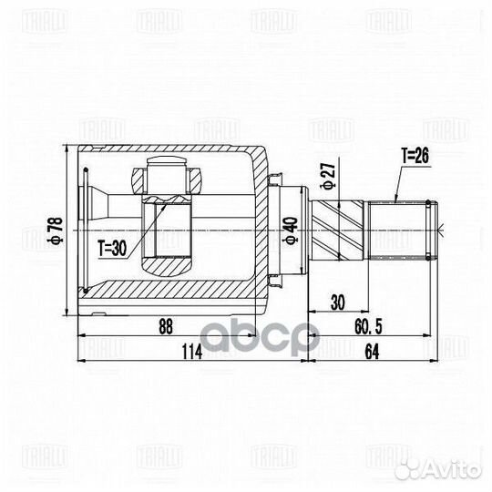 ШРУС для а/м Nissan Qashqai (06) 1.6i 2WD (внутр