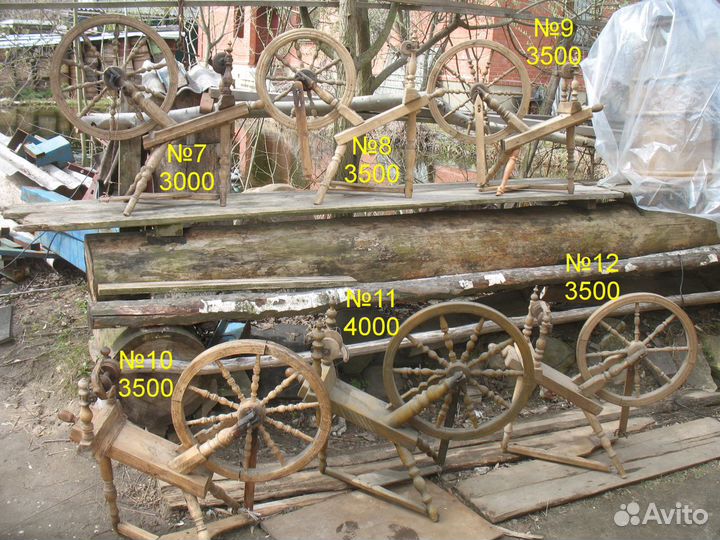 Прялка с колесом старинная самопрялка веретено