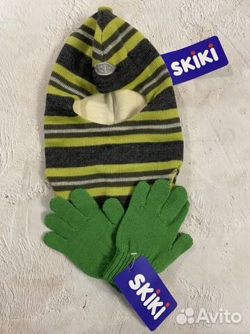 Шапка шлем и перчатки Skiki новые 3-6 лет