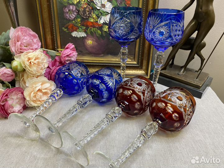 Старинные хрустальные бокалы для вина Германия