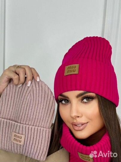 Шапка и шарф miu miu комплект