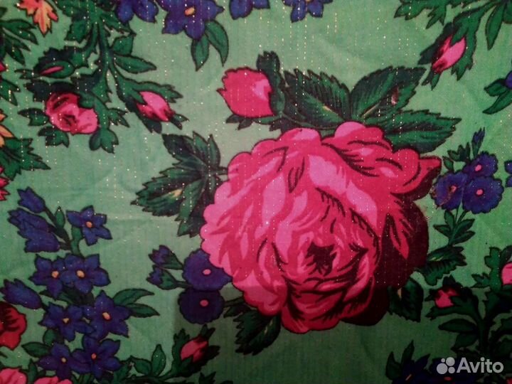 Платок СССР Павлопосадский шерсть с люрексом