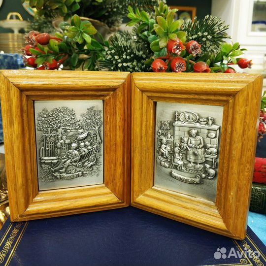 Набор из даух оловянных панно