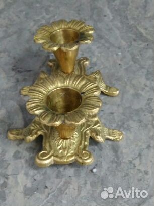 Подсвечник двухрожковый бронза