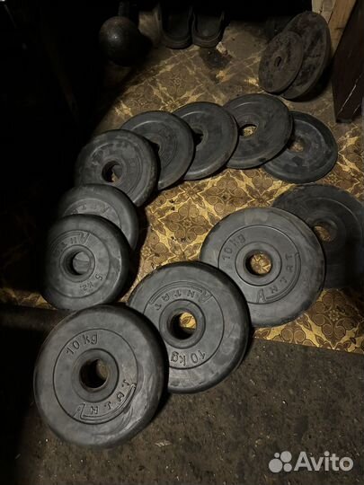 Скамья для жима, блины для штанги