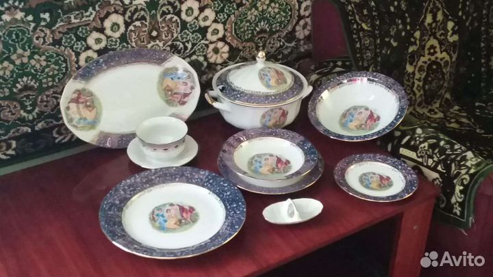 Столовый сервиз на 6 персон мадонна синий перламут