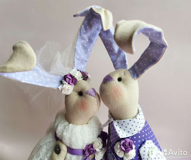 Игрушка ручной работы Свадебная пара Зайцы