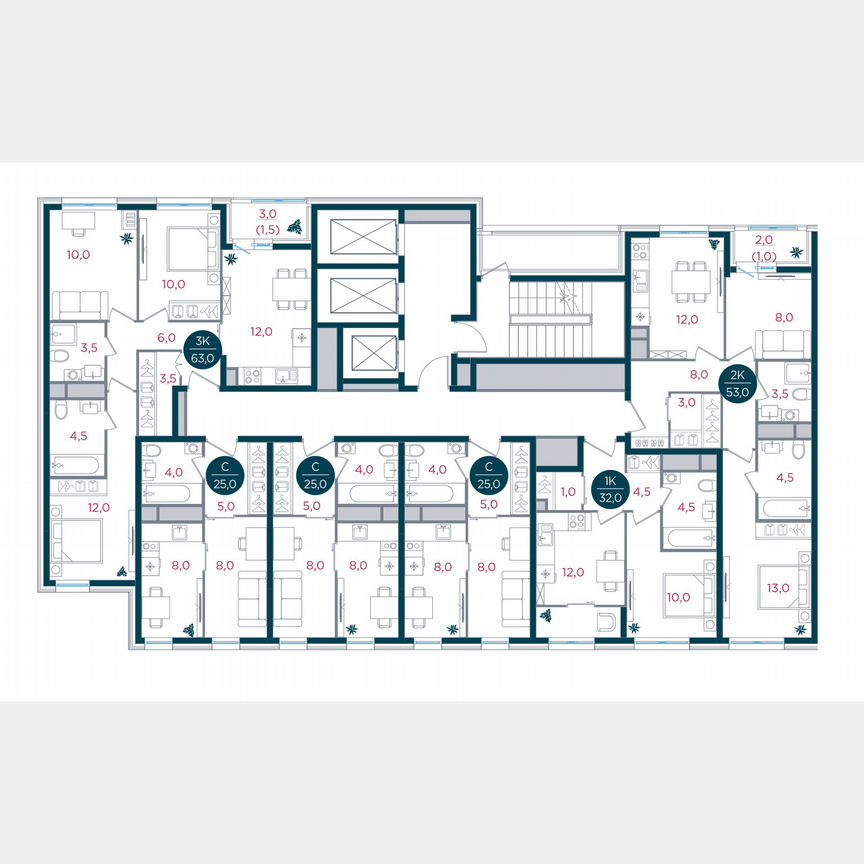 3-к. квартира, 63 м², 15/26 эт.